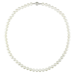Sterling Silver 7-7.5mm Cutured Freshwater Pearl Necklace