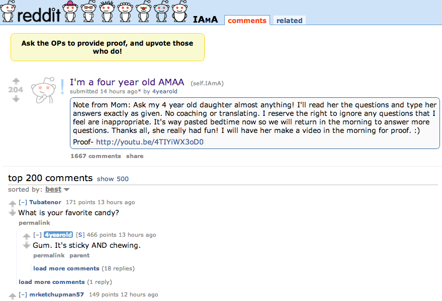 4-Year-Old Does Adorable AMA On Reddit