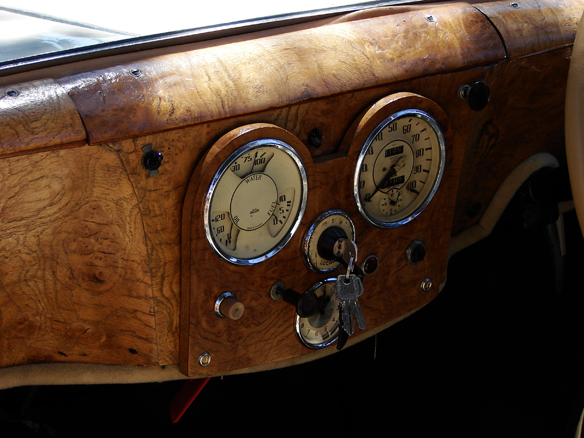 NAPA CA, Walnut dashboard of vintage Italian roadster