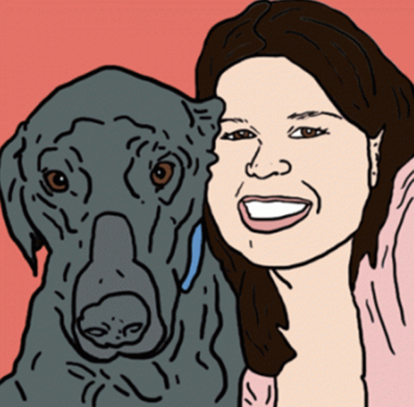 A drawing Becky Lang made of my dog and I.