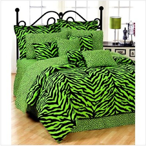 Lime Zebra Comforter Set