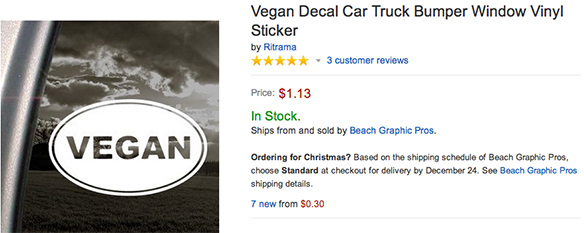 Vegan Decal Car Truck Bumper Window Vinyl Sticker