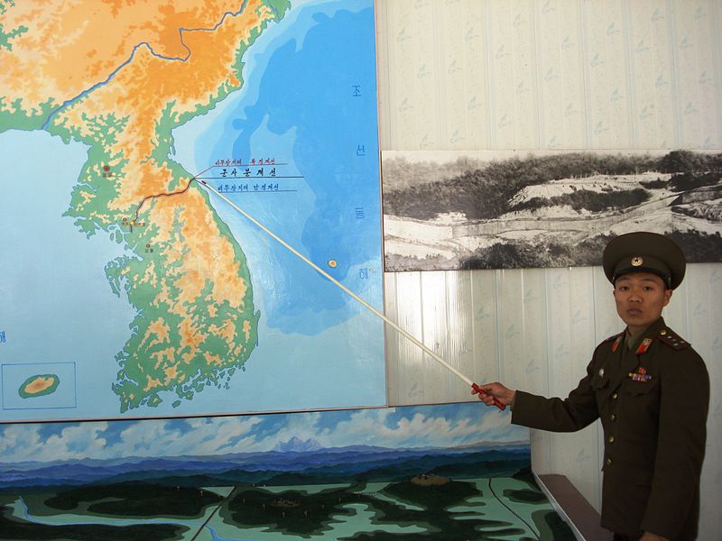  DPR Korea soldier pointing to the DMZ.image - Kristoferb