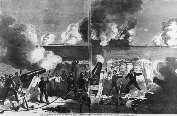 “Bombardment of Fort Sumter by the batteries of the Confederate states,” 1861. Credit: Prints and Photographs Division, Library of Congress.