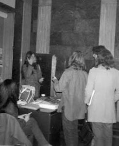 early march 1973 ppl at desk