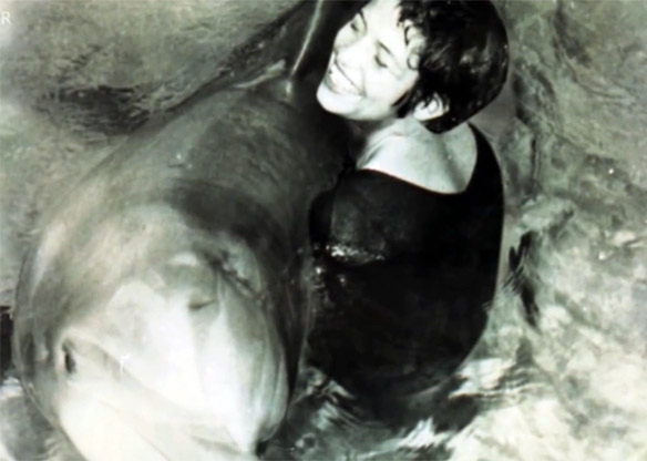 Peter the dolphin and the trainer he fell in love with, Margaret Howe. BBC 