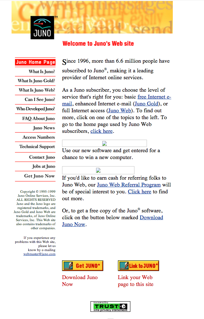 web.archive.org / Juno April 29, 1999
