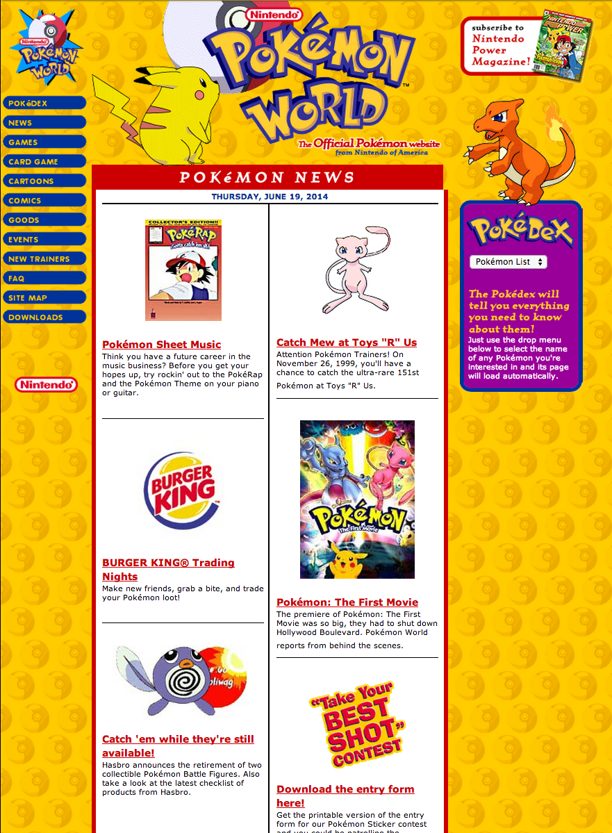 web.archive.org / Pokemon November 29, 1999