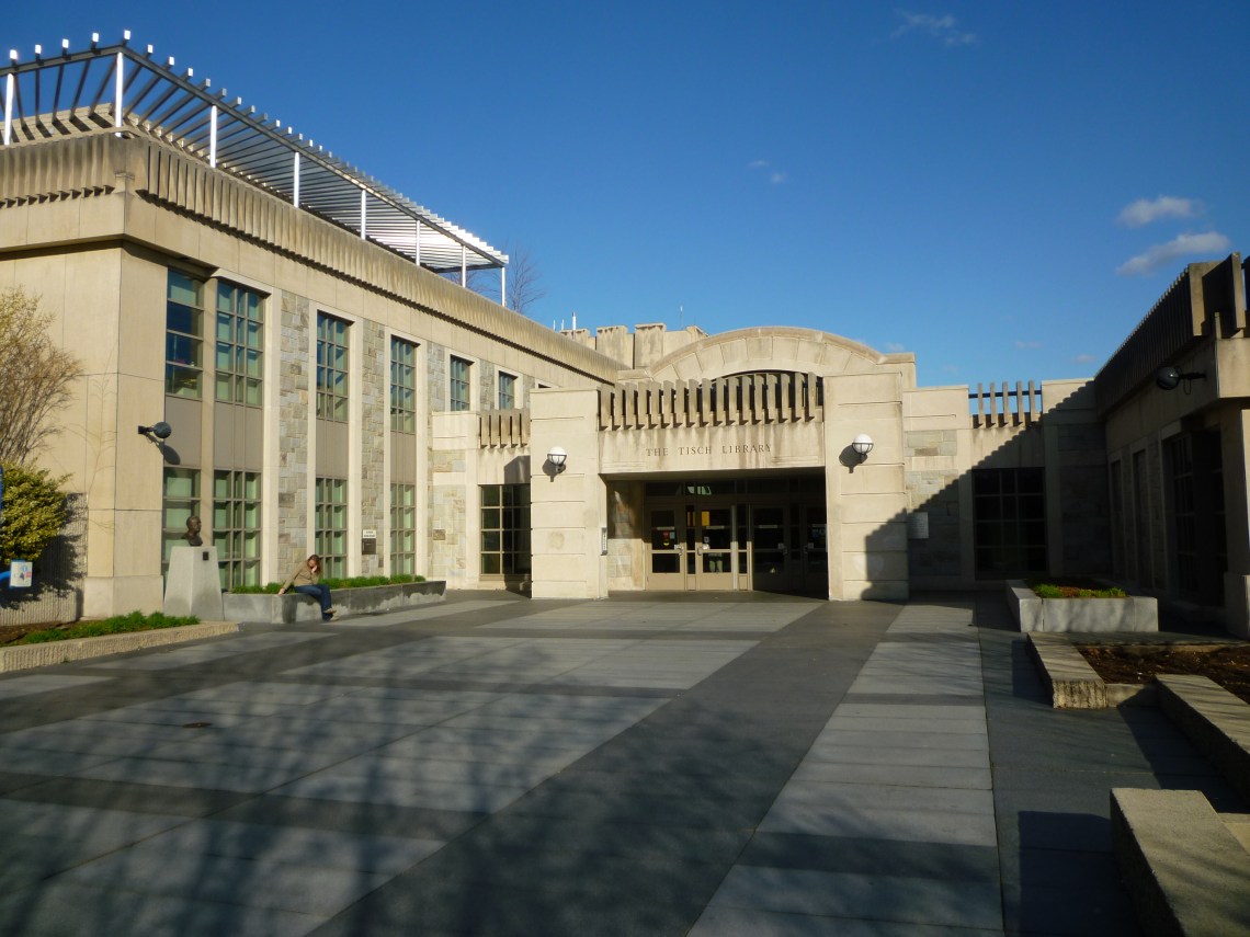 The entrance to Tisch library, the main library of Tufts University. Wikimedia