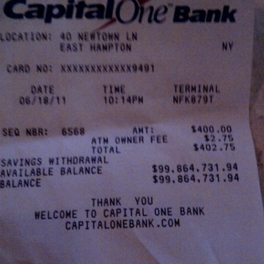 Here Is The Largest Bank Account Balance You Will Ever See On An ATM Receipt