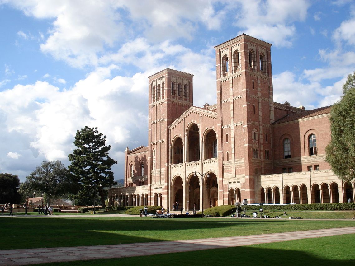 Royce Hall, UCLA's landmark building, stands in the midst of a glorious post-rain sky.