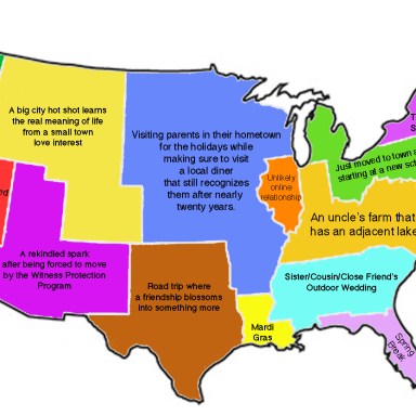 A US Map Of Romantic Comedy Settings Or Storylines Based On Location