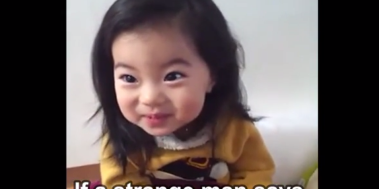 Adorable Korean Girl Learns What To Say To Strangers If They Offer Her A Cookie
