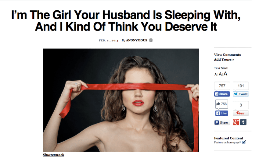 A Response To “I’m The Girl Your Husband Is Sleeping With, And I Kind Of Think You Deserve It”