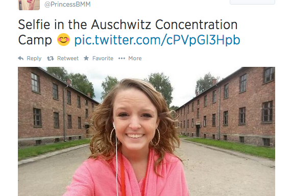 Stupid Insensitive Bitch Takes Ugly Selfie At Auschwitz
