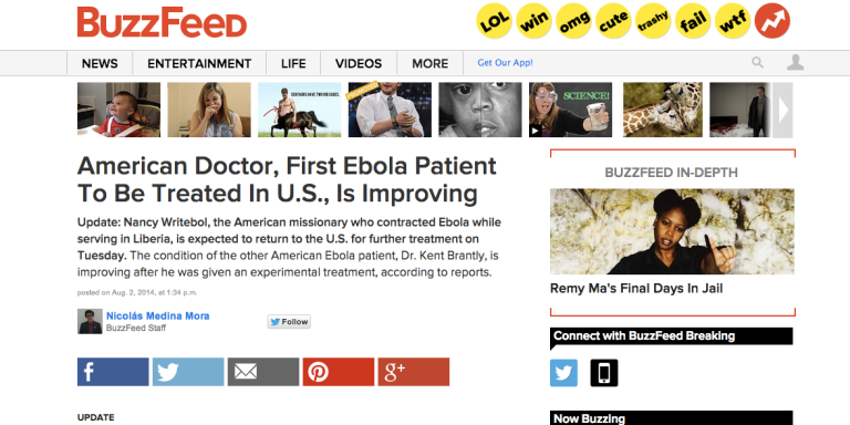 Ebola Found In Pages Of BuzzFeed
