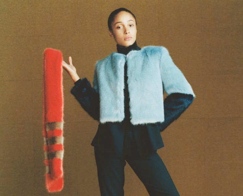 A shot from the Shrimps Fall/Winter 2014 lookbook, featuring Adwoa Aboah.