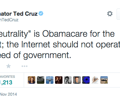 Senator Ted Cruz Says Net Neutrality Is Like Obamacare…But It’s Not And He Probably Knows That