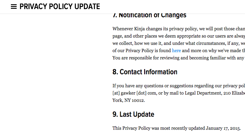 Gawker Privacy Policy