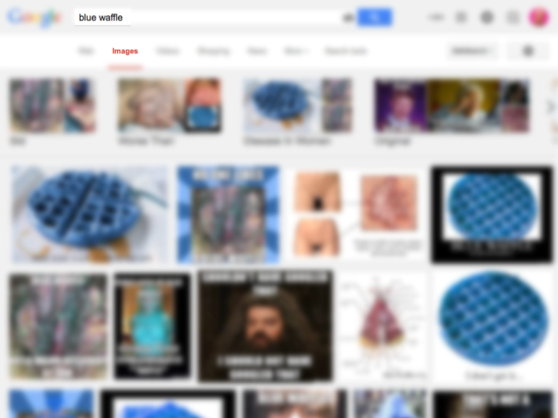 Google Images / “blue waffle”—blurred beyond recognition so you don’t throw up 