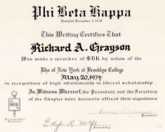 Phi Beta Kappa certificate
