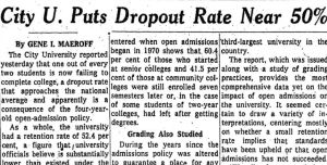 early sept 74 sept 1 nyt cuny dropouts