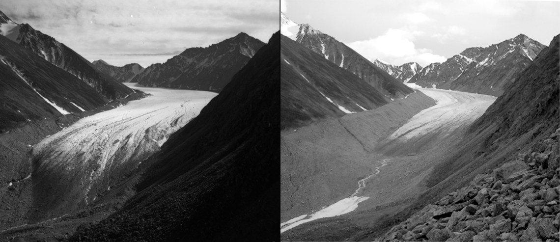 McCall Glacier, Alaska. Left: July 1958. Right: August 14, 2003.