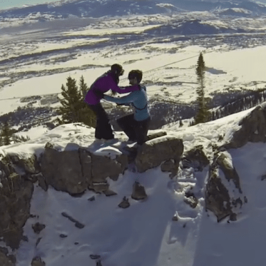 This Man Proposed To His Girlfriend In The Most Epic Way Possible — On A Snowy Mountain While Being Filmed By A Drone