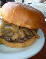 burger with smothered onions
