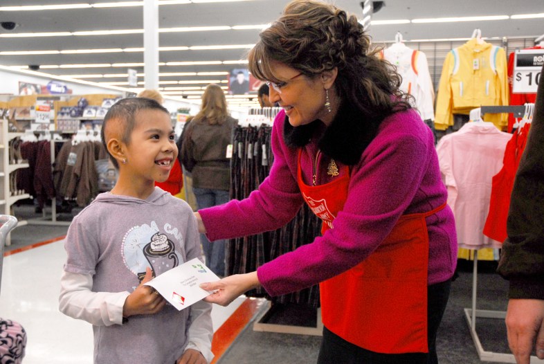 Photographic evidence of Sarah Palin helping a disadvantaged young child (Wikimedia Commons) 