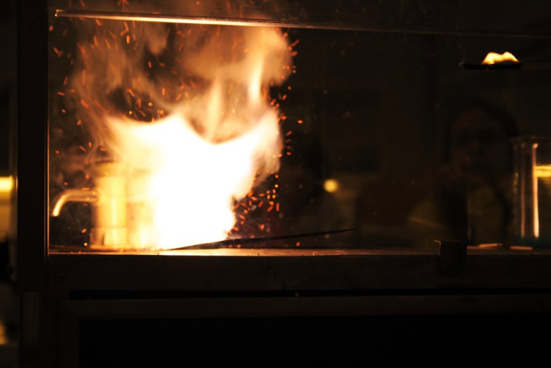Potassium nitrate, charcoal, and sulfur aka gunpower being ignited via Flickr -