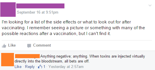 Facebook / Things Anti-Vaxers Say