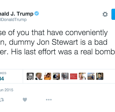 Five Years Of Donald Trump Calling Famous People ‘Dummy’ On Twitter (Starting With Jon Stewart)