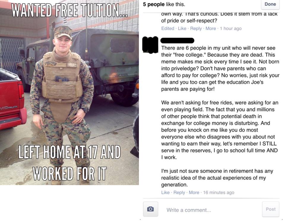 Soldier Tears Apart Right Wing Argument That People Who Want Free College Should Join The Military Thought Catalog