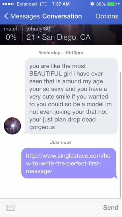 First message on dating site example