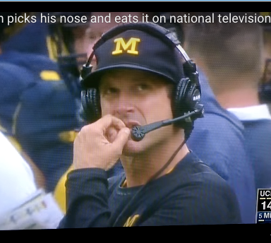Michigan Coach Jim Harbaugh Says To Stop Accusing Him Of Eating His Own Boogers