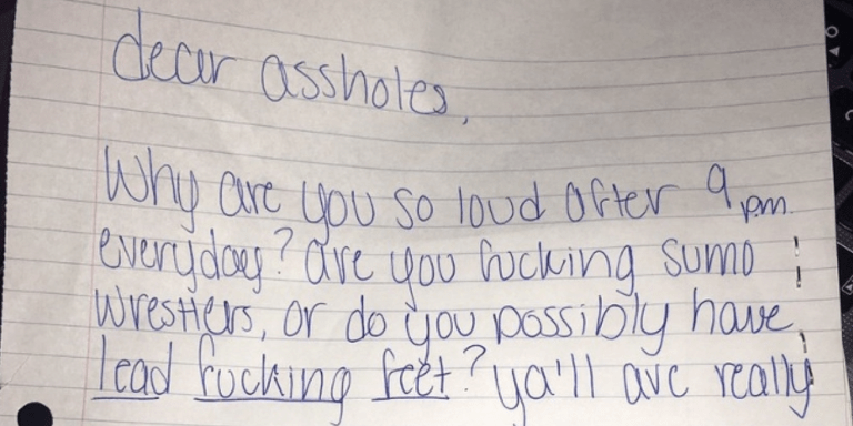 This Woman’s Clapback To Her Neighbor’s Passive-Aggressive Letter About Noise Is HILARIOUS