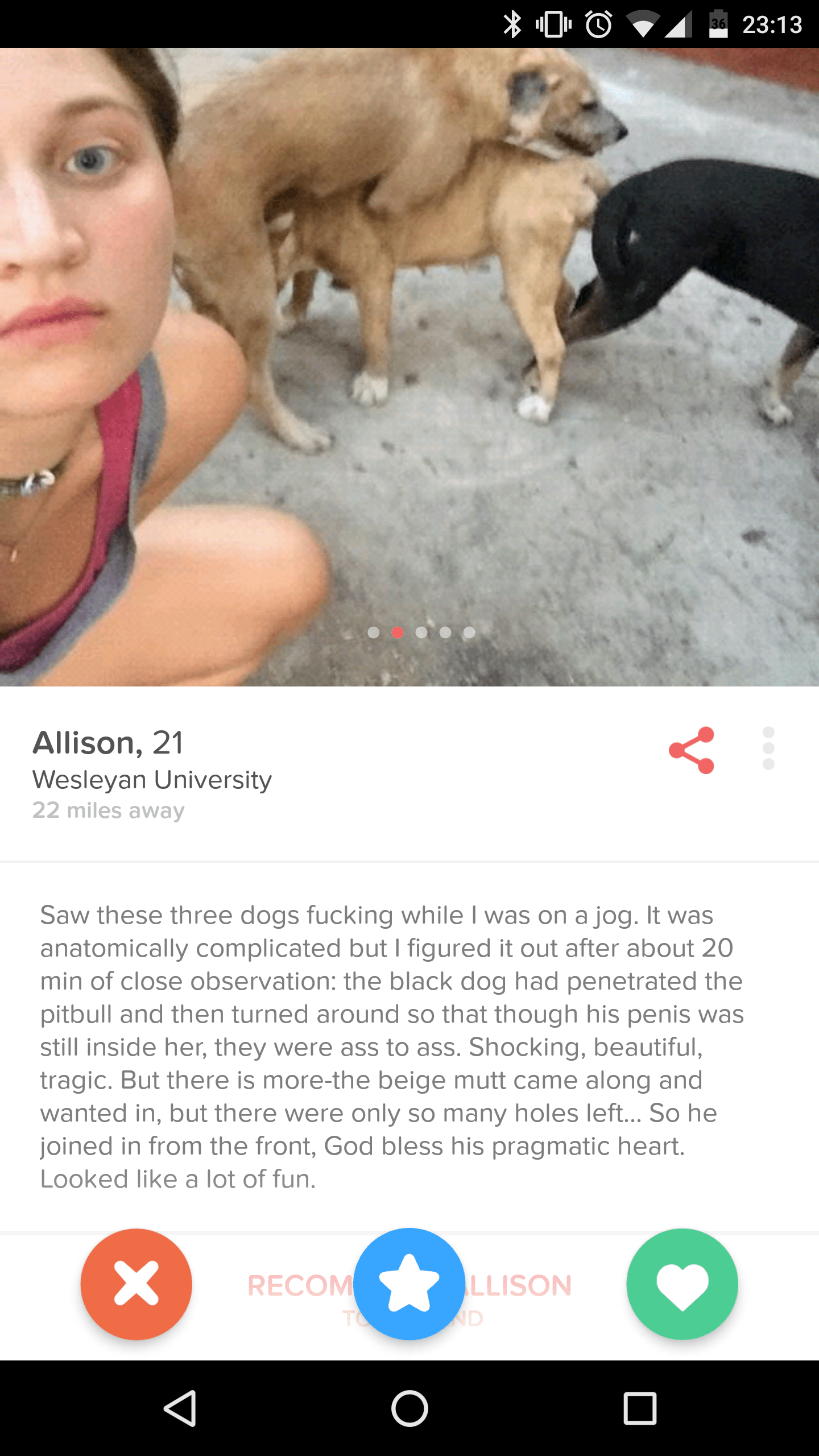 This Girlâ€™s Tinder Profile Is All About Dog Sex | Thought Catalog