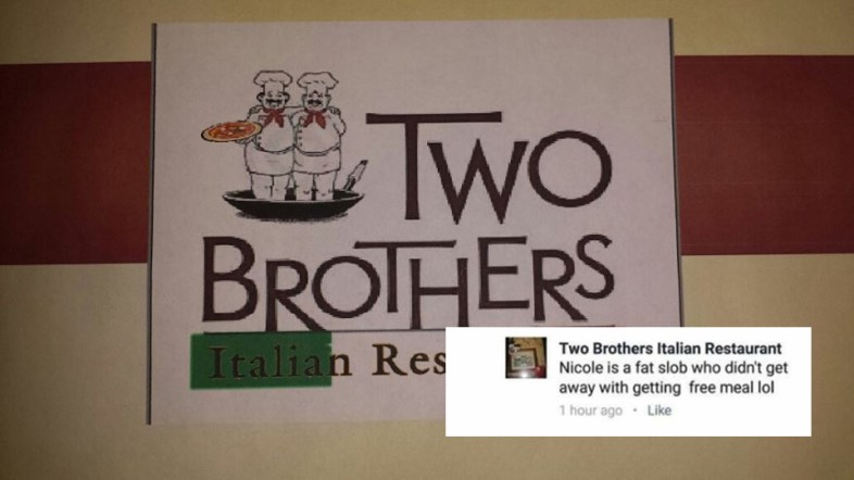Facebook / Two Brothers Italian Restaurant and Reddit / FUCK_OFF_SQUIDWARD
