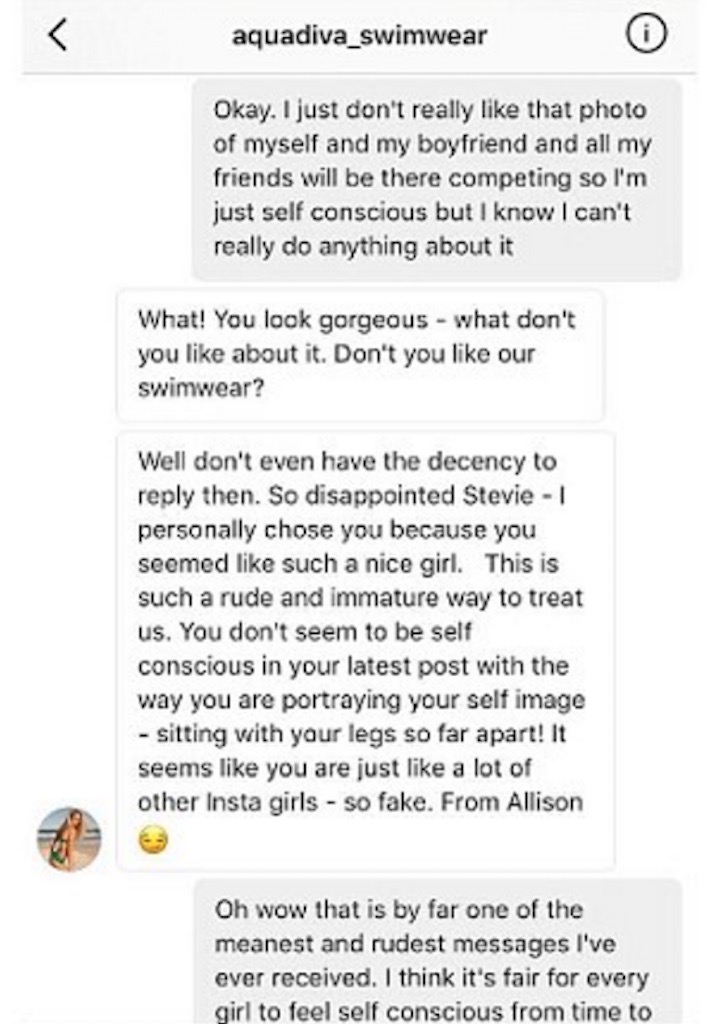 This Model Got An Insta Dm From Her Boss That Slut Shamed Her For Feeling Self Conscious In A 2742