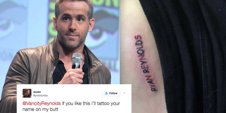 This Guy Promised Ryan Reynolds That He’d Get A Butt Tattoo Of His Name And He Came Through