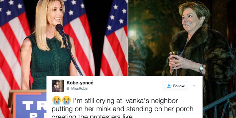 Ivanka Trump’s Neighbor Watched Protests With A Glass Of Wine And A Fur Coat And People On Twitter Are Obsessed With Her Pettiness