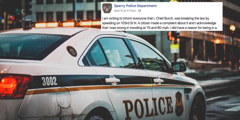 This Police Chief Gave Himself A Ticket And Apologized On Facebook After He Was Caught Speeding