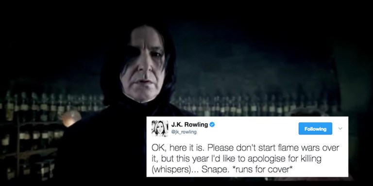 JK Rowling Just Apologized For Snape’s Death On Twitter And People Don’t Know How To Feel About It