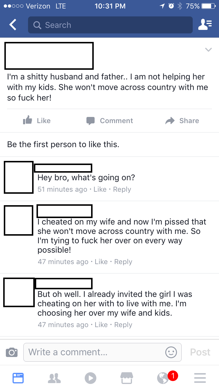 Facebook wife cheating on 25 Physical