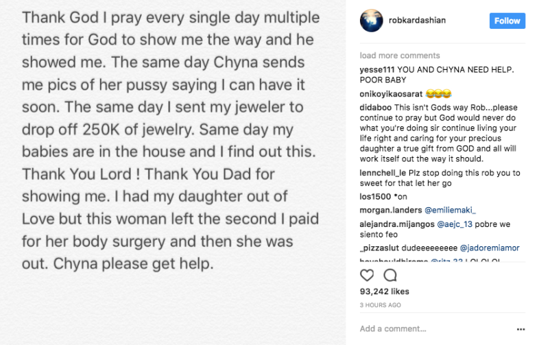 Rob Kardashian Posted Naked Photos of Blac Chyna on Instagram and Accused  Her of Drug Use