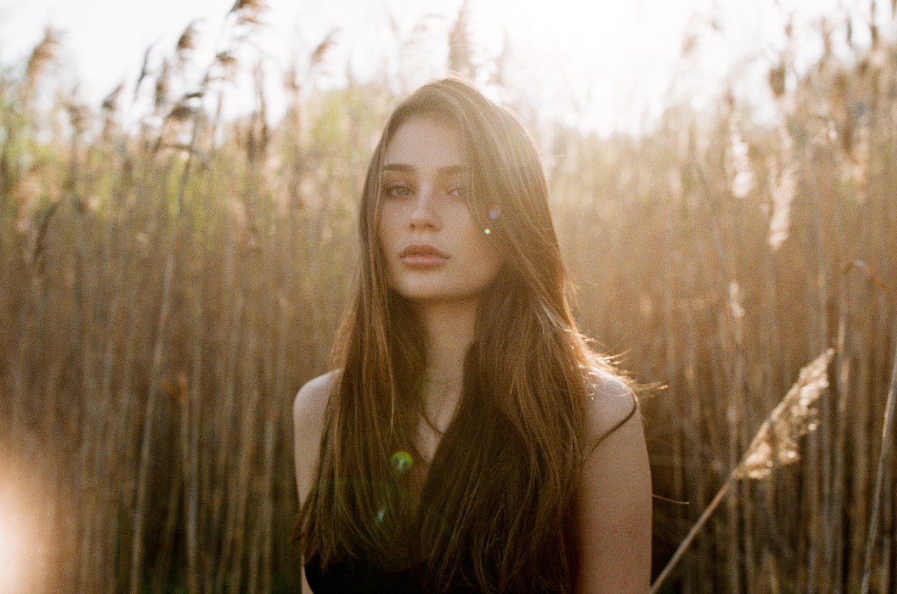 Natural girl in field