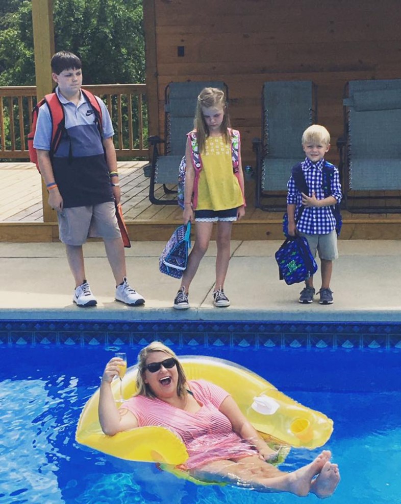 This Mom celebrates the end of the summer in a pool