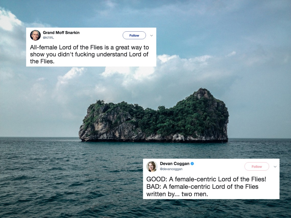 A deserted island in the middle of the ocean and tweets about the all-women Lord of the Flies remake