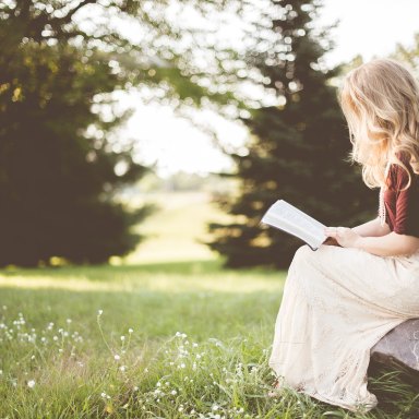 Woman reading in park